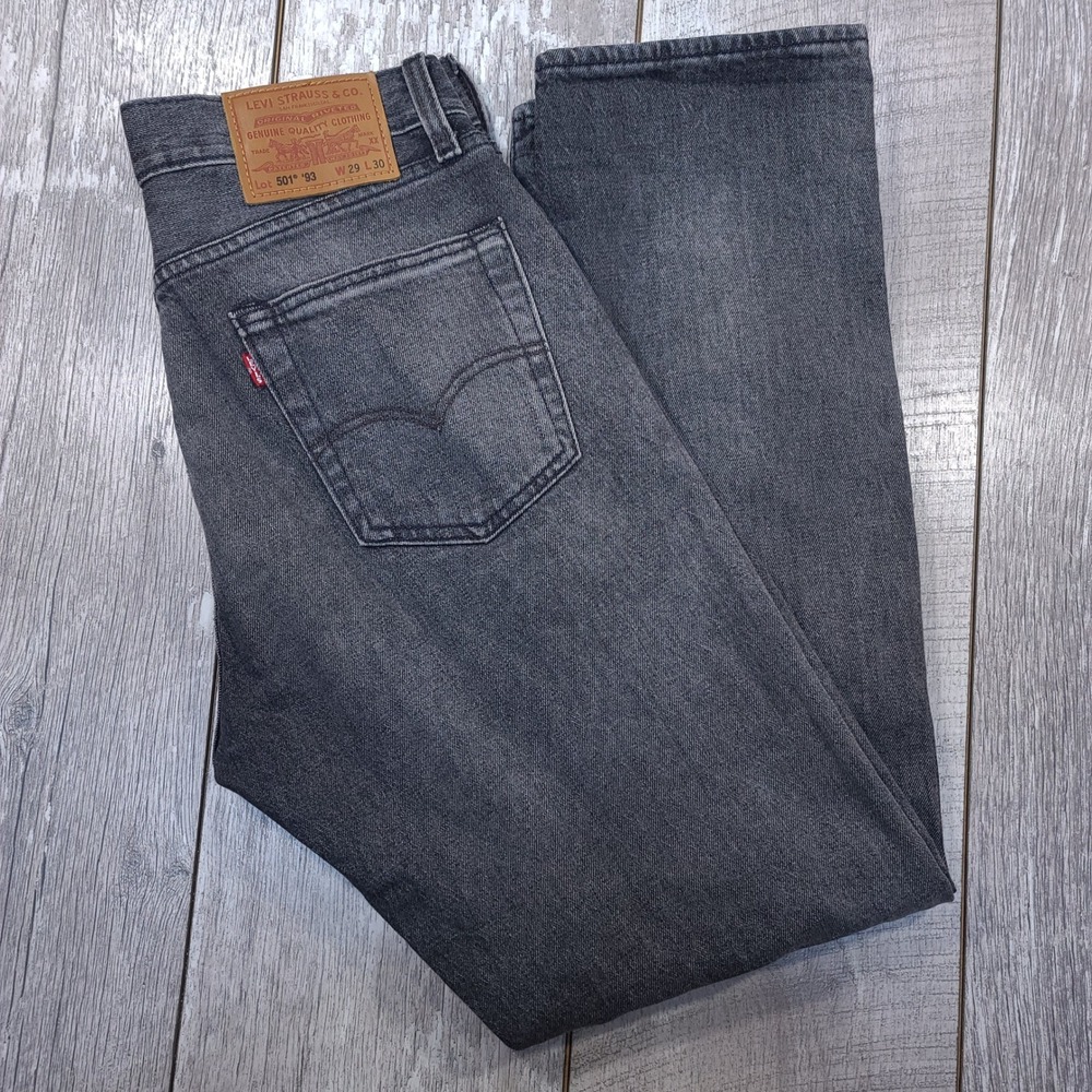 Levi's 501 '93 Jeans Mens 29x30 Washed Black Straight Leg Button Fly Denim